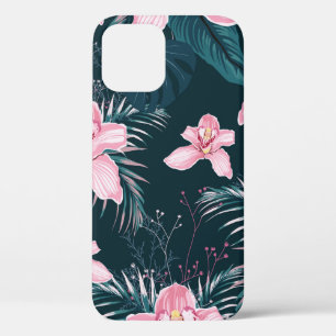 Seamless pattern with flowers Orchid, colorful tro iPhone 12 Case