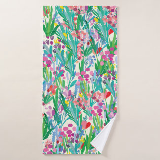 Seamless pattern with flowers, plant background. A Bath Towel