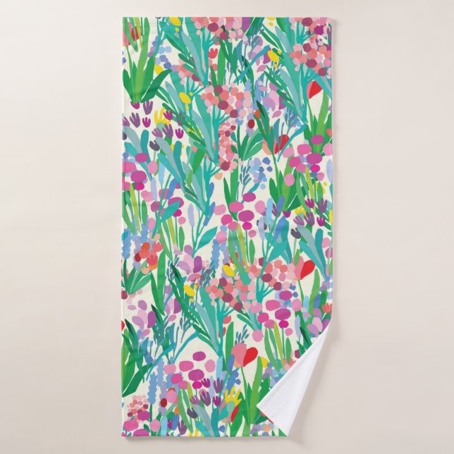 Seamless pattern with flowers, plant background. A Bath Towel (Bath Towel)