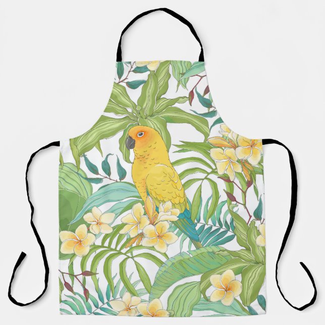 Seamless pattern with flowers Plumeria,leaves and  Apron (Front)