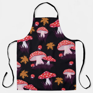 Seamless pattern with fly agaric and maple leaves. apron
