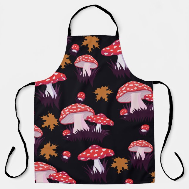 Seamless pattern with fly agaric and maple leaves. apron (Front)