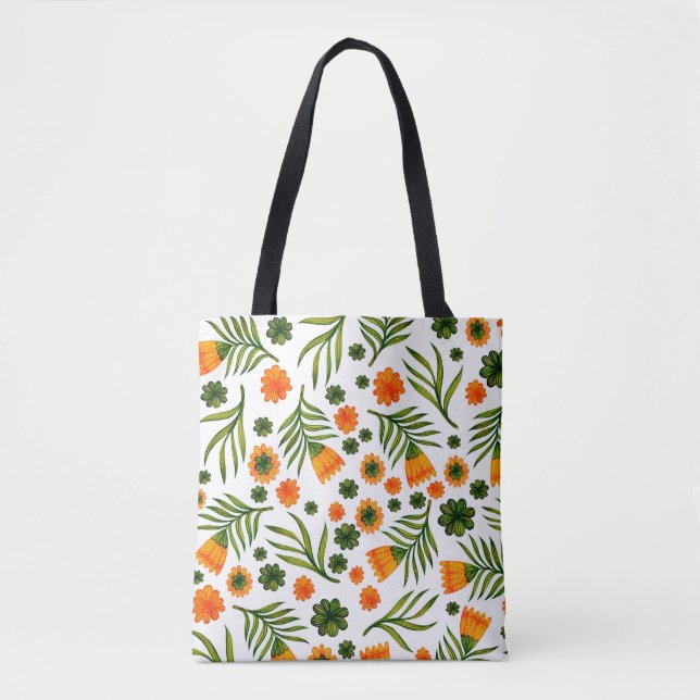 Seamless pattern with folk art flowers tote bag (Front)