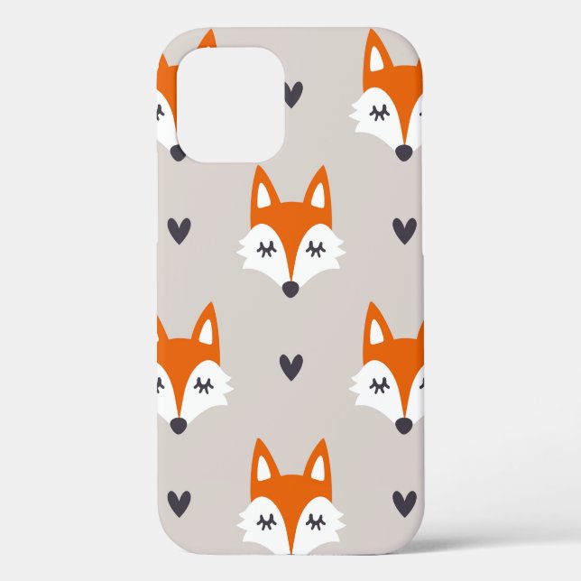 Seamless pattern with fox faces. Hand drawn repeat Case-Mate iPhone Case (Back)