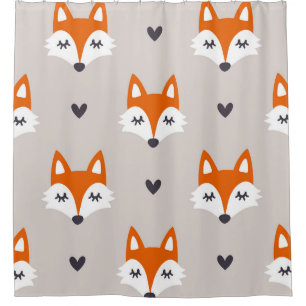 Seamless pattern with fox faces. Hand drawn repeat Shower Curtain