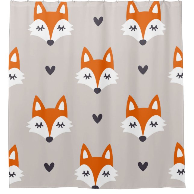 Seamless pattern with fox faces. Hand drawn repeat Shower Curtain (Front)
