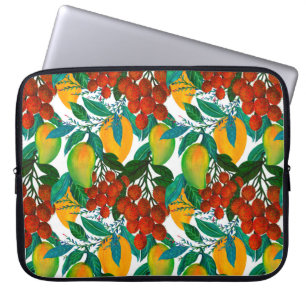 Seamless pattern with fresh bright exotic mango ra laptop sleeve