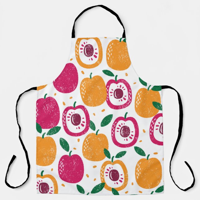 Seamless pattern with fruits. Stamp textured. Apron (Front)