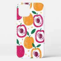 Seamless pattern with fruits. Stamp textured.
