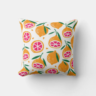 Seamless pattern with fruits. Stamp textured. Cushion