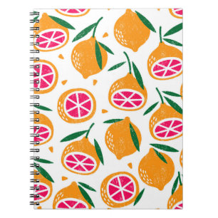 Seamless pattern with fruits. Stamp textured. Notebook