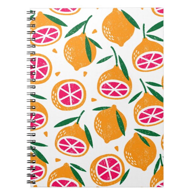 Seamless pattern with fruits. Stamp textured. Notebook (Front)