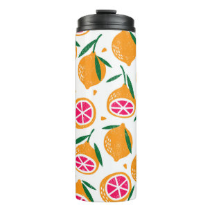Seamless pattern with fruits. Stamp textured. Thermal Tumbler