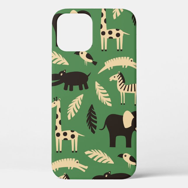 Seamless pattern with funny African animals and pl Case-Mate iPhone Case (Back)