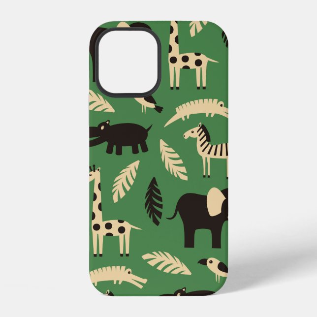 Seamless pattern with funny African animals and pl iPhone Case (Back)