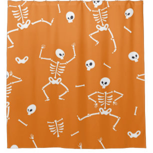 Seamless pattern with funny Halloween skeletons in Shower Curtain