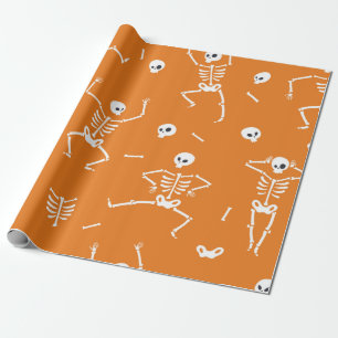 Seamless pattern with funny Halloween skeletons in Wrapping Paper