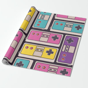 Seamless pattern with game joysticks. Colourful il Wrapping Paper