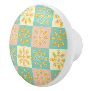 Seamless pattern with geometric floral motifs ceramic knob