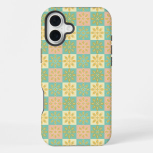 Seamless pattern with geometric floral motifs iPhone 16 plus case