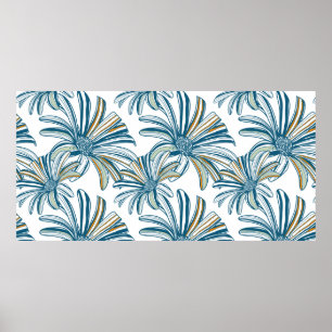 Seamless pattern with gerbera flowers. Vintage bac Poster