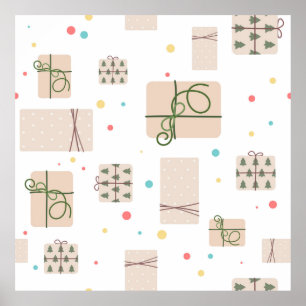 Seamless pattern with gift boxes. Gifts Packed in Poster