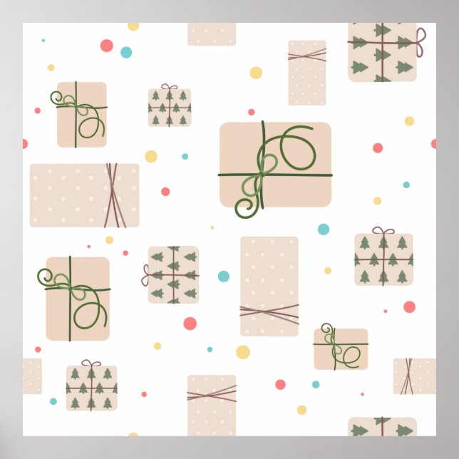Seamless pattern with gift boxes. Gifts Packed in  Poster (Front)