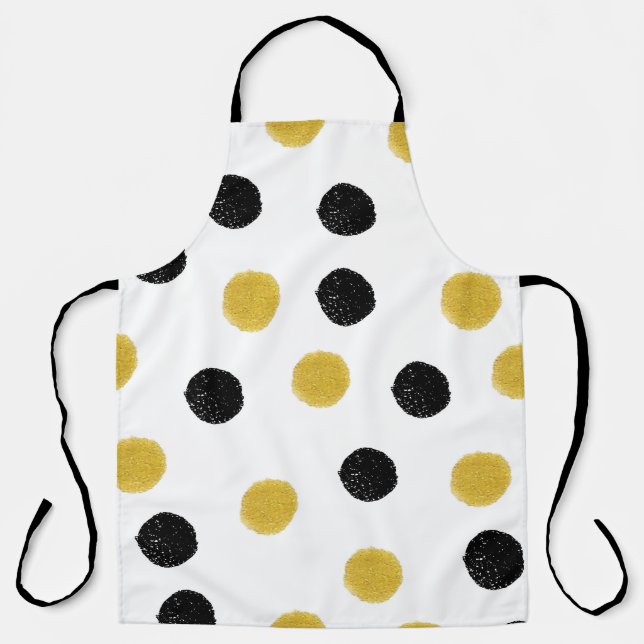 Seamless pattern with gold and black chaotic dots apron (Front)