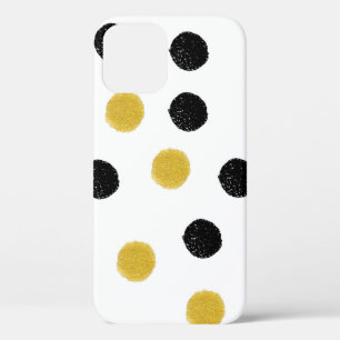 Seamless pattern with gold and black chaotic dots iPhone 12 case