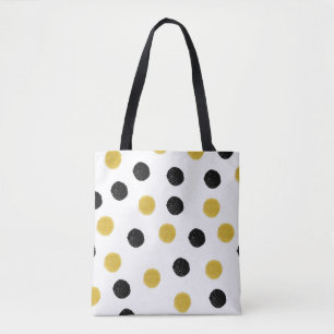 Seamless pattern with gold and black chaotic dots tote bag