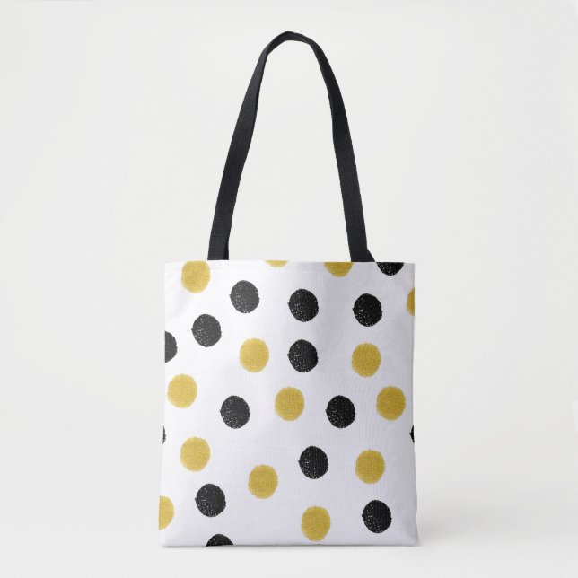 Seamless pattern with gold and black chaotic dots tote bag (Front)