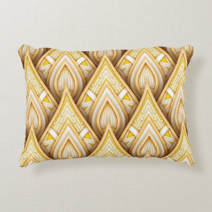 Seamless Pattern with Gold Ethnic Motifs. Endless Decorative Cushion