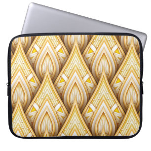 Seamless Pattern with Gold Ethnic Motifs. Endless Laptop Sleeve