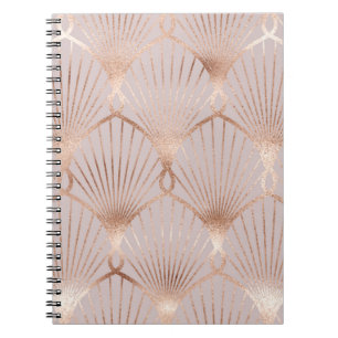 Seamless pattern with gold leaf shapes notebook