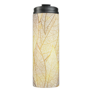 Seamless pattern with gold leaves thermal tumbler