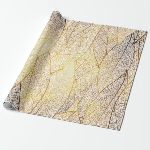 Seamless pattern with gold leaves wrapping paper