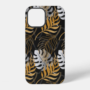 Seamless pattern with gold, silver tropical plant iPhone 12 case