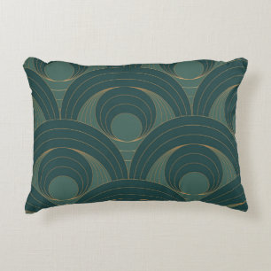 Seamless pattern with golden and green circles on  decorative cushion
