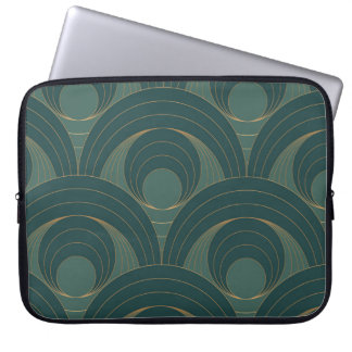 Seamless pattern with golden and green circles on  laptop sleeve