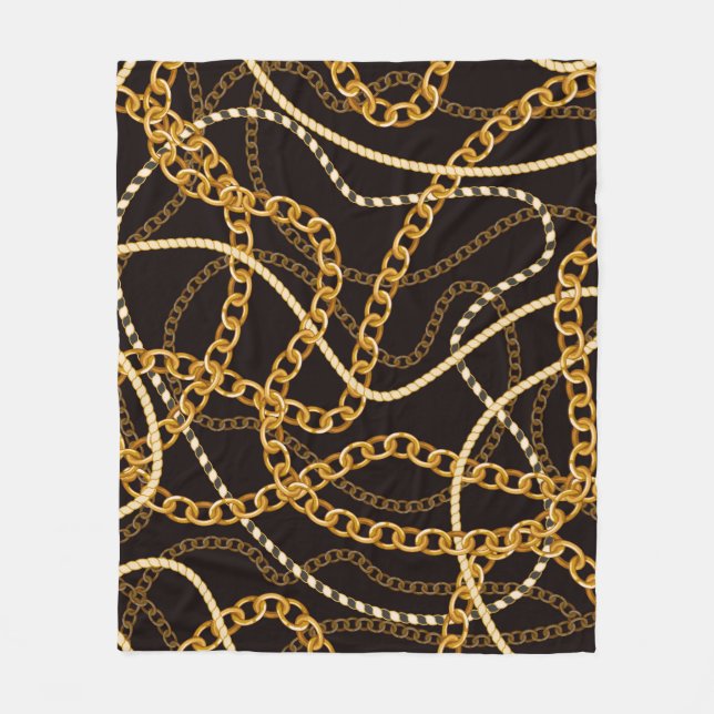 Seamless pattern with golden chains.  fleece blanket (Front)