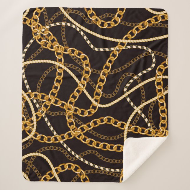 Seamless pattern with golden chains.  sherpa blanket (Front)