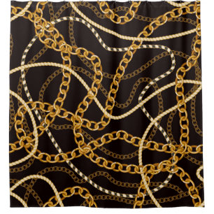 Seamless pattern with golden chains.  shower curtain