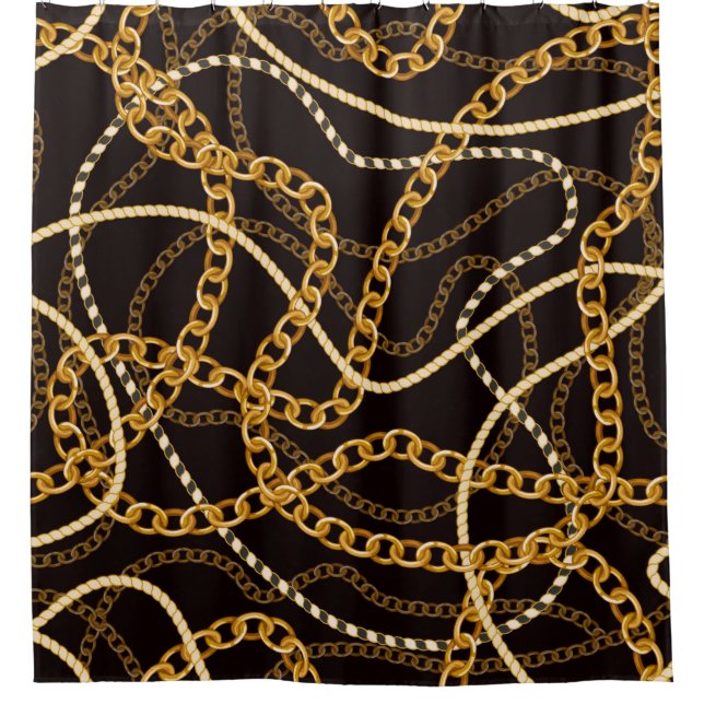Seamless pattern with golden chains.  shower curtain (Front)