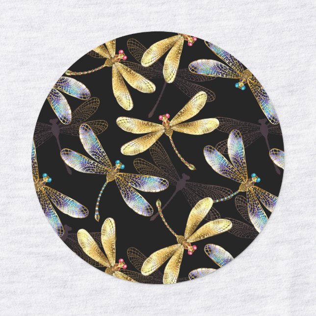 Seamless Pattern with Golden Dragonflies (Design 3)