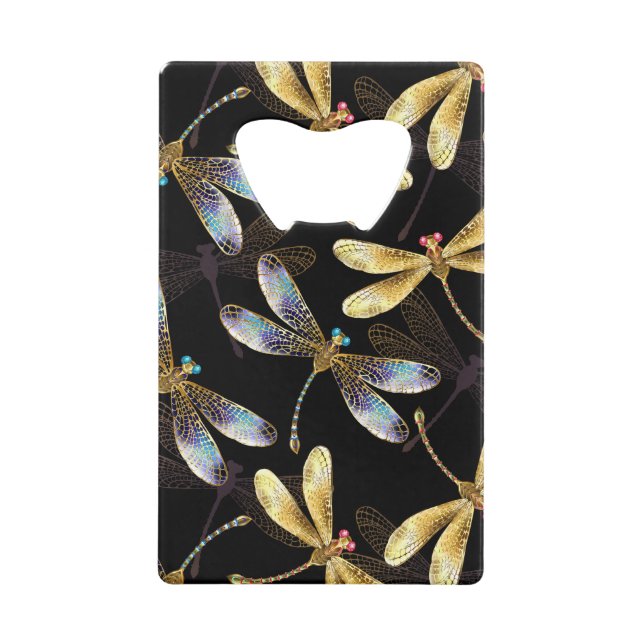 Seamless Pattern with Golden Dragonflies (Front)
