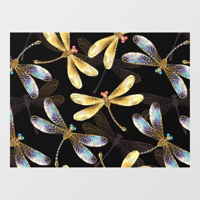 Seamless Pattern with Golden Dragonflies (Sheet)