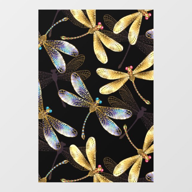 Seamless Pattern with Golden Dragonflies (Sheet)