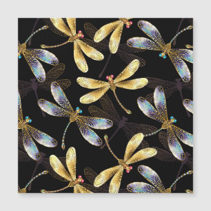 Seamless Pattern with Golden Dragonflies
