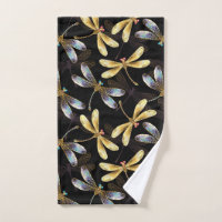 Seamless Pattern with Golden Dragonflies