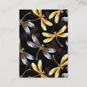Seamless Pattern with Golden Dragonflies Calling Card